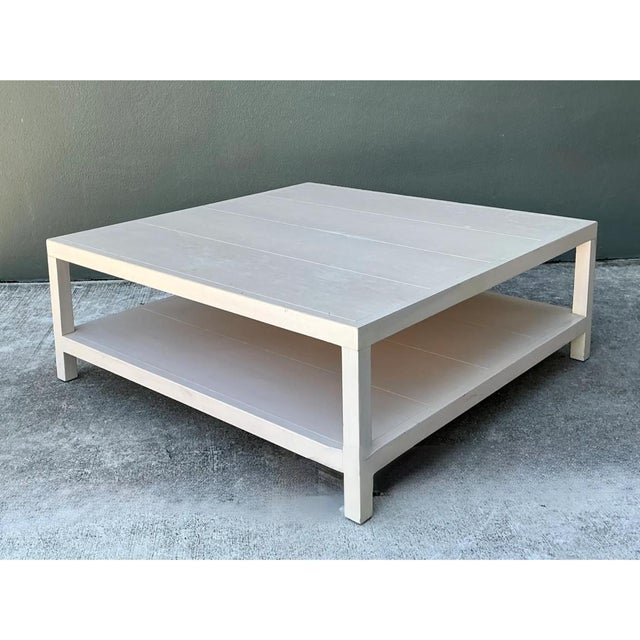 Early 21st Century Vintage White Wood Square Coffee Table For Sale - Image 5 of 12