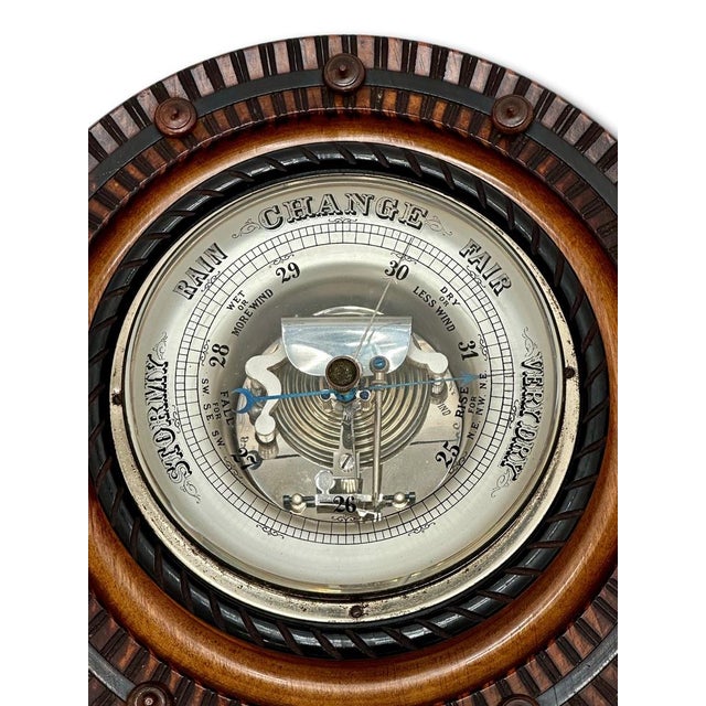 Wood Beautiful and Fine Quality Antique Carved Mahogany Wall Barometer With Transparent Glass Dial - Circa 1890s For Sale - Image 7 of 18