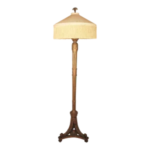 1940s Tall Gold Gilded Wooden Floor Lamp