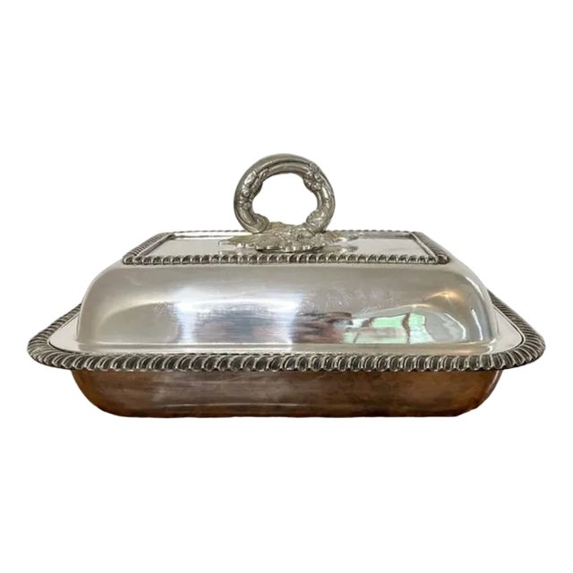 Edwardian Silver Plated Rectangular Entrée Dish, 1900s For Sale