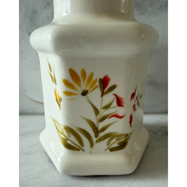 Shabby Chic Small Hand Painted Ceramic Table Lamp For Sale - Image 3 of 8