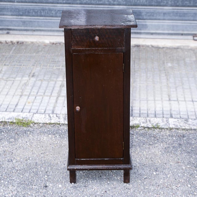 Single High and Narrow Fir Wooden Bedside Table, 1900s For Sale - Image 18 of 18