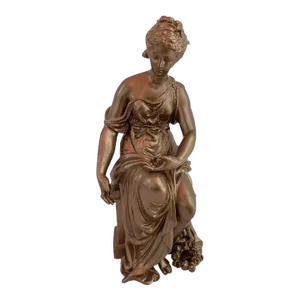Antique Spelter Clock Topper Sculpture Greek Goddess Sitting