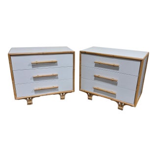 Modern History Home Somerset Bay Bamboo Chests - A Pair For Sale