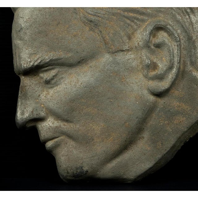 Vintage Male Profile in Metal and Cement, Italy, 1970s For Sale - Image 4 of 5