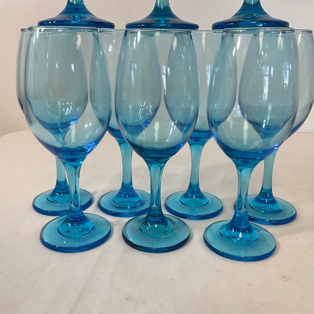 Vintage Coastal Americana Turquoise Wine Glasses Set of 10 Chairish