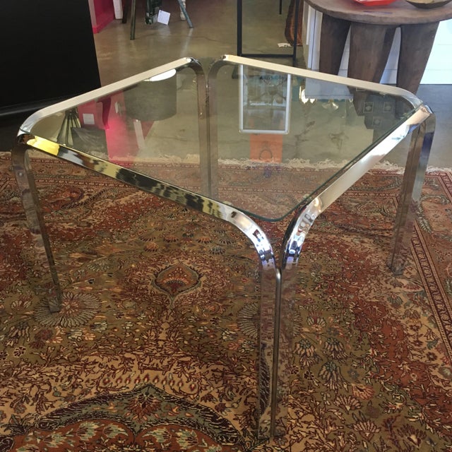 Chrome 1970s Chrome and Glass Cocktail Table For Sale - Image 8 of 8