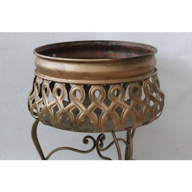 Hollywood Regency Tripod Painted Plant Stand Mid Century Hollywood Regency For Sale - Image 3 of 8