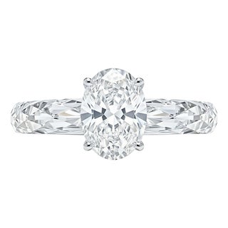 Kai Everlight 1.00ct Oval Lab Grown Diamond Faceted Sapphire Ring in 14k Gold (All Sizes Available) For Sale