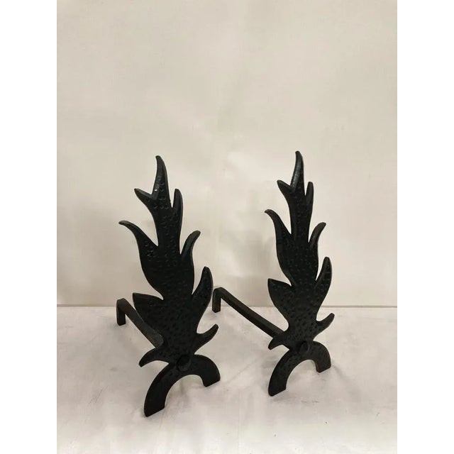Mid-Century Modern Andirons in Cast Iron, 1950s, Set of 2 For Sale - Image 3 of 8