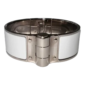 Hermes Bracelet - White Enamel Charniere Uni Wide Hinged Bracelet