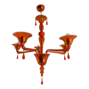 Orange Translucent Glass Chandelier, Contemporary Design