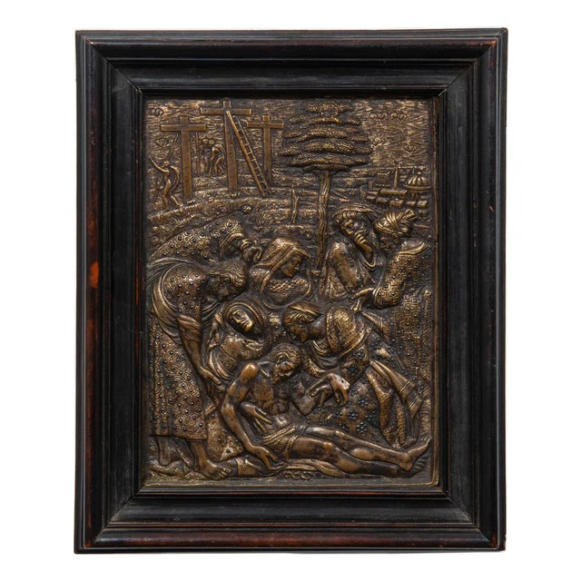 Rare Italian Renaissance 16th Century Bronze Plaque “The Lamentation of Christ" For Sale