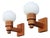 Swedish Modern Pine and Opaline Glass Wall Sconces from Aneta, 1970s, Set of 2 For Sale