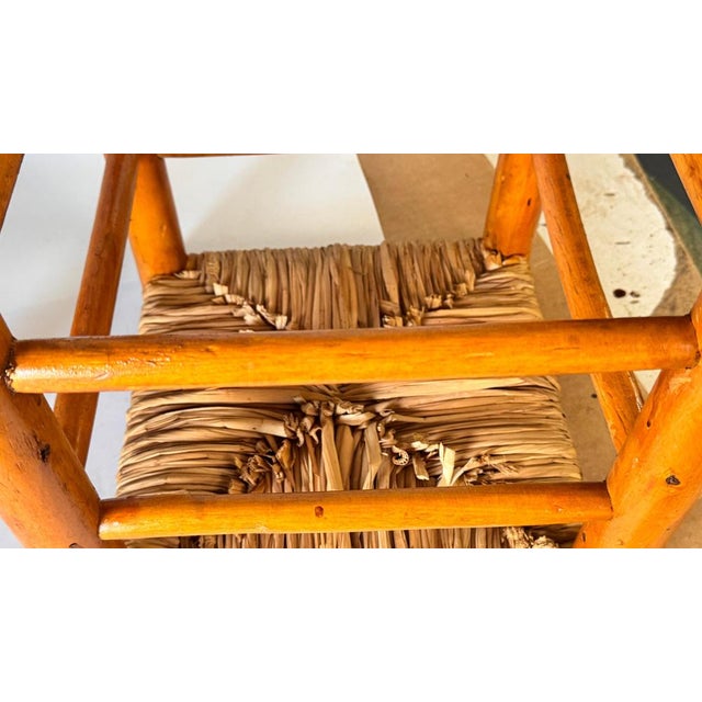 French Wood and Woven Straw Stools in the style of Charlotte Perriand, 1950s, Set of 2 For Sale - Image 13 of 16