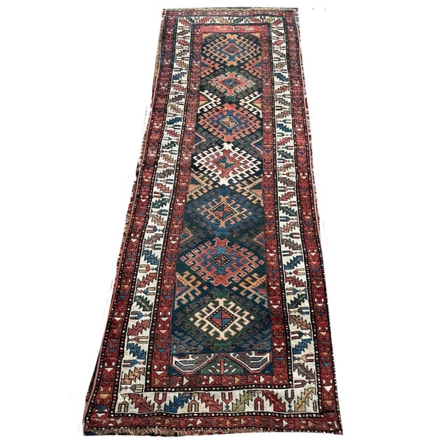 Antique Kazak Runner with “Stutter Design” 3.6 x 9.8 For Sale - Image 13 of 13