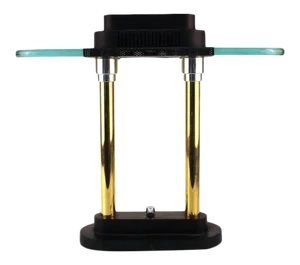 1980s Brass and Black Lacquered Metal Table / Desk Lamp by George Kovacs for Robert Sonneman