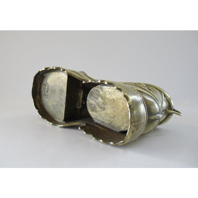 Mid-Century Italian Brass Boot Cigarette Holder, With Flip-Top Ended Ashtray For Sale - Image 12 of 13