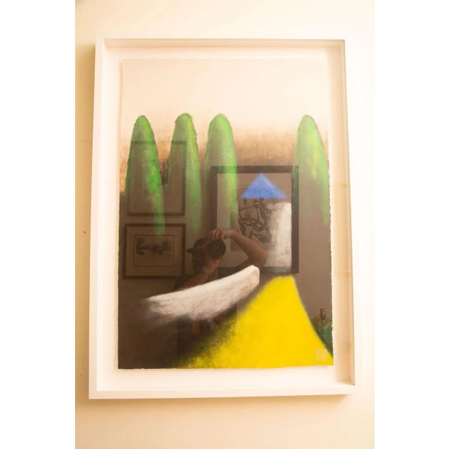 Abstract Vintage Larry Laslo Mixed Media Abstract Landscape Painting on Paper Custom Framed For Sale - Image 3 of 10
