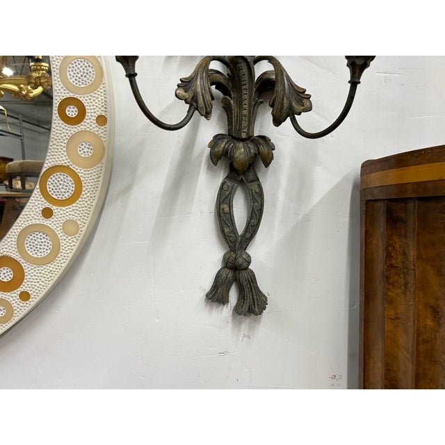 Early 20th Century Pair of Antique French Patinated Metal Sconces For Sale - Image 5 of 12