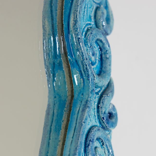 Wall Mirror with Light Blue Ceramic Frame, 1970s For Sale - Image 9 of 12