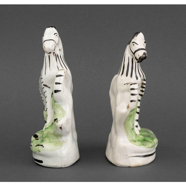Pair of Staffordshire Painted Ceramic Zebras For Sale In New York - Image 6 of 8