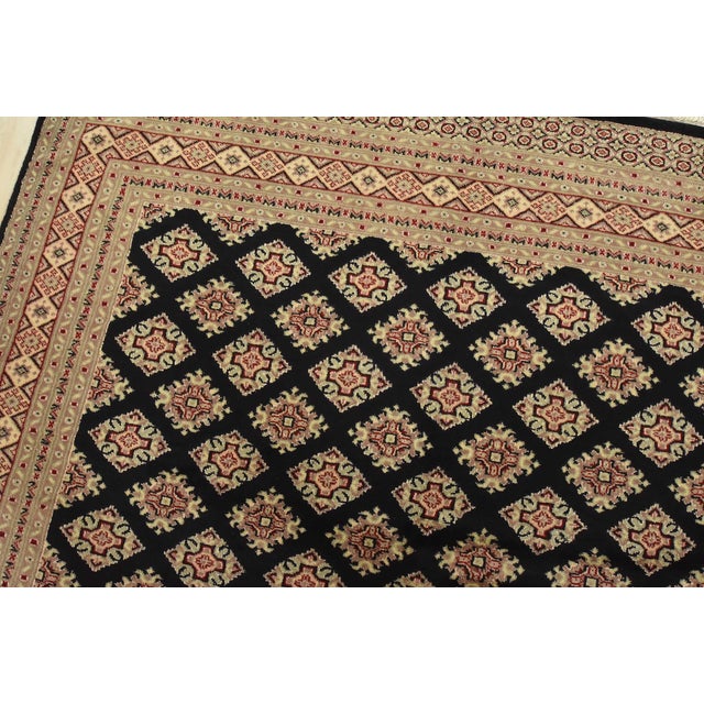 Bokhara Jaldar Rug 6′ X 9’3” Black Wool Tribal Hand-Knotted Oriental Carpet For Sale In Philadelphia - Image 6 of 13