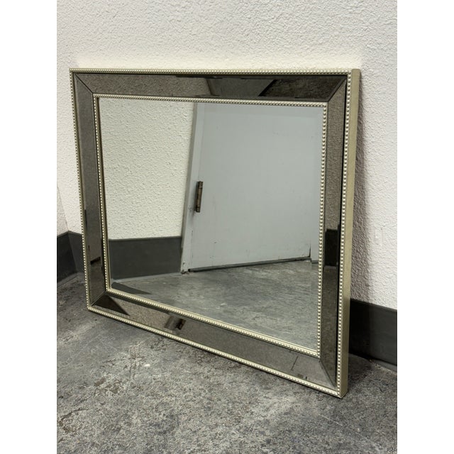 2020s Hollywood Regency Style Silver Beaded Framed Wall Mirror For Sale - Image 5 of 12