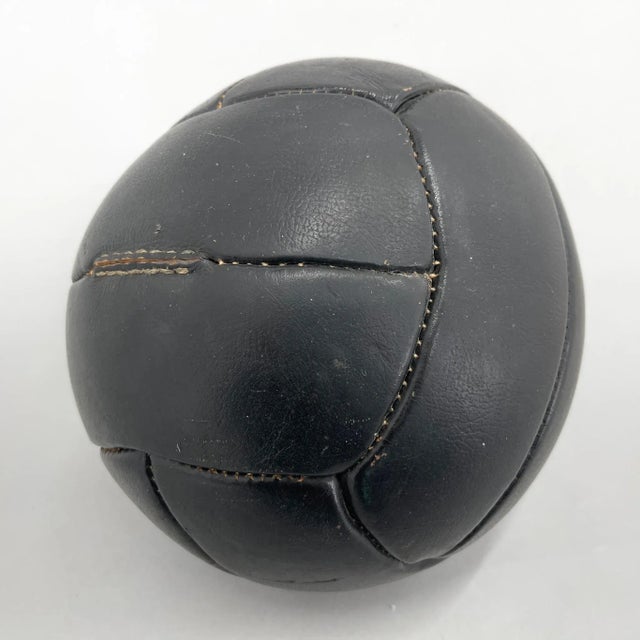 Gold Vintage Black Leather Medicine Ball by Gala, 1930s For Sale - Image 8 of 9