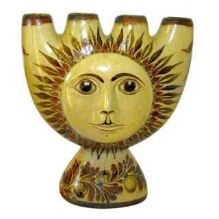 C. Villanueva Mexican Tonala SunFace Candle Holder For Sale