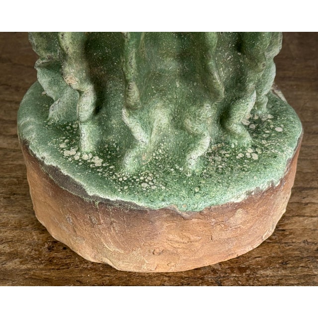 Ceramic Large Italian Terracotta and Green Glazed Ceramic Cactus Sculpture For Sale - Image 7 of 12