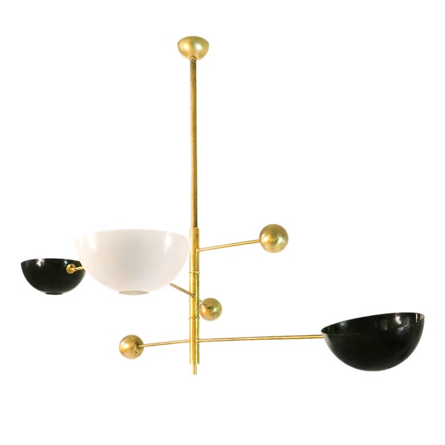 Italian Brass Adjustable Counterweight Lamp in the style of Stilnovo, 1960s For Sale
