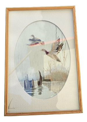 Ducks in Flight Diorama, 1970s, Framed