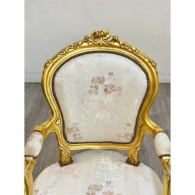 Gold Pair of French Style Chairs For Sale - Image 8 of 10