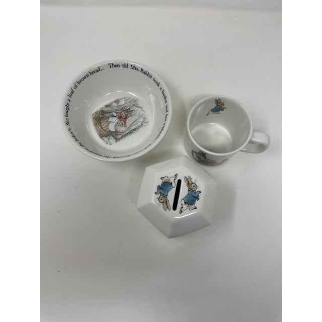 Vintage Peter Rabbit Baby Set Mug, Bowl and Coin Bank For Sale In New York - Image 6 of 12