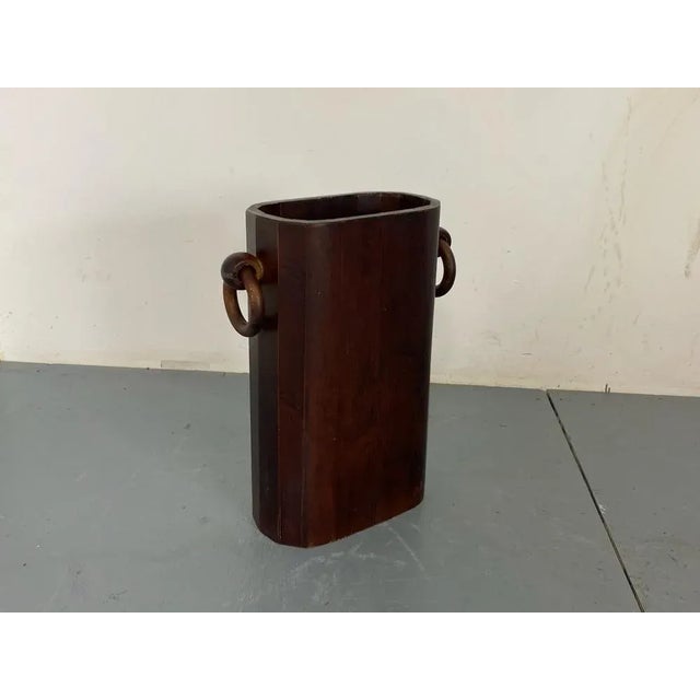 Black Mid-Century Modernist Walnut Wooden Umbrella Stand, 1950s For Sale - Image 8 of 9