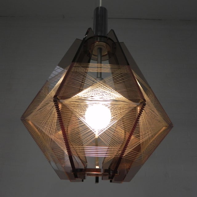 Vintage Acrylic Glass and Nylon Wire Pendant Lamp by Paul Secon for Sompex, 1960s For Sale - Image 13 of 18