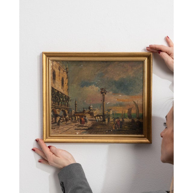 Early 20th Century Italy Amber Canvas Painting For Sale - Image 13 of 15