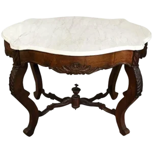 19th Century Victorian Carved Rosewood and Marble Table