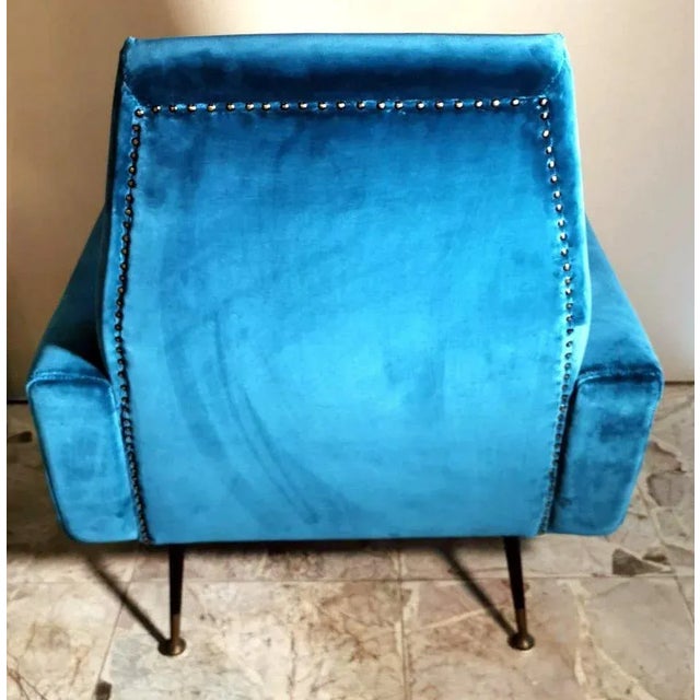 Vintage Italian Armchair Upholstered and Covered in Velvet Ottanio Color For Sale - Image 9 of 13