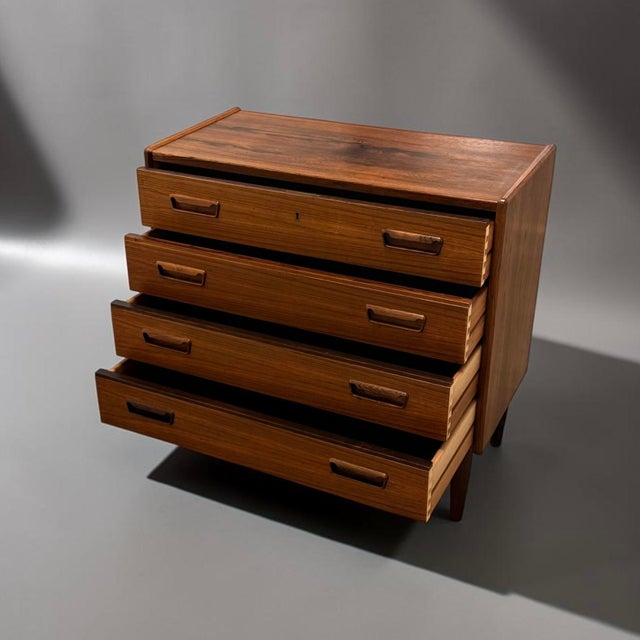Danish chest of drawers designed by Gunnar Tibergaard and produced by Brdr. Larsen Møbelfabrik, Denmark, c. 1960s. The...