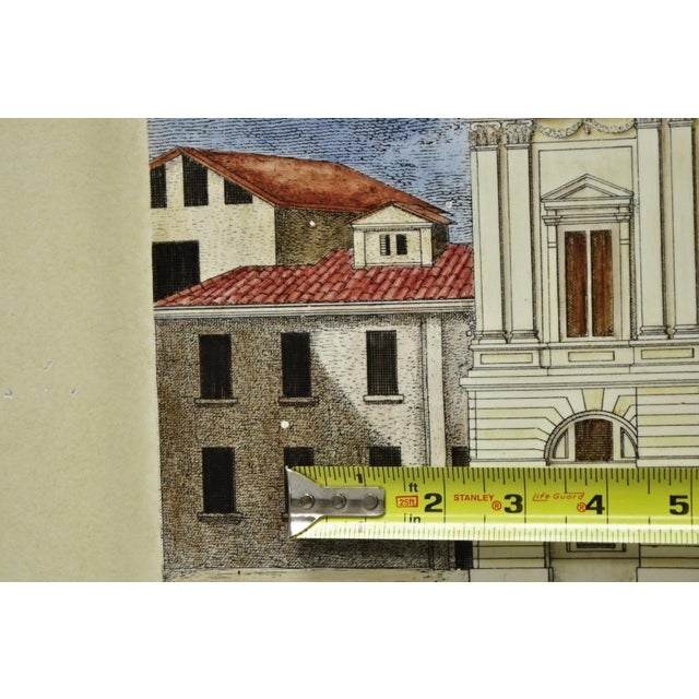 Vintage Fornasetti Milano Italy Italian Large Tole Metal Tray Piazza Della Scala For Sale - Image 12 of 18