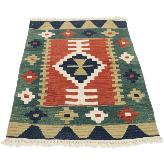 Tribal Vintage Persian Shiraz Kilim Rug - 02'00 X 02'10 For Sale - Image 3 of 9