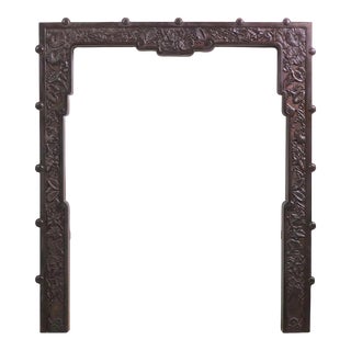 Antique Morning Glory Cast Iron Fireplace Frame For Sale