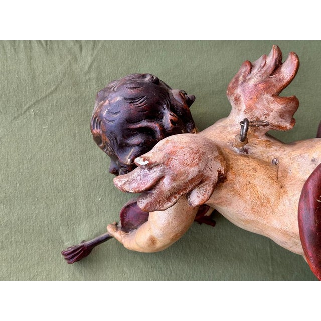 Musical Angels in Carved and Polychromed Wood by Arte Granda, Set of 2 For Sale - Image 17 of 18