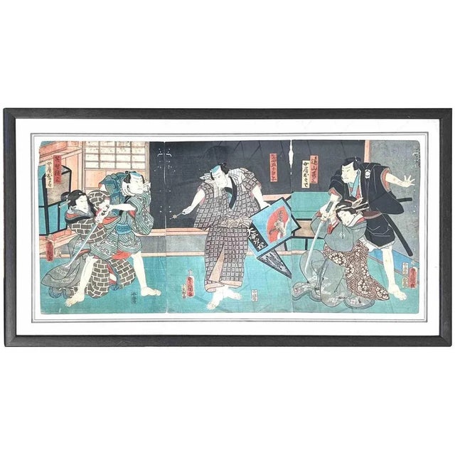 Utagawa Kunisada, Kabuki Scene, Woodcut Print, 1850s For Sale - Image 4 of 4