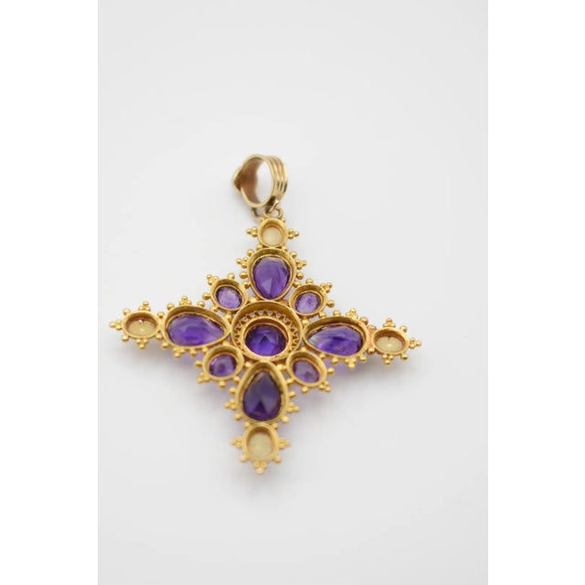Metal Mid 19th Century Amethyst and Pearl Cross Pendant For Sale - Image 7 of 7