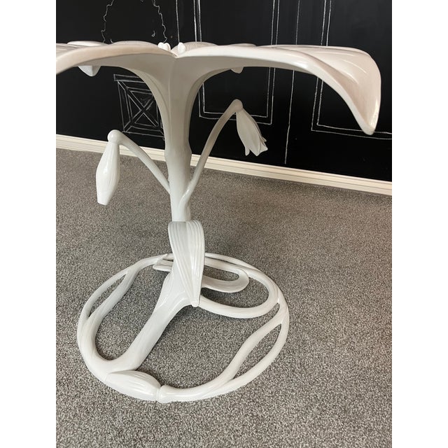 Rare Mid Century Patio Attributed to Arthur Court Rare Lily Aluminum Table and Chairs For Sale - Image 9 of 15