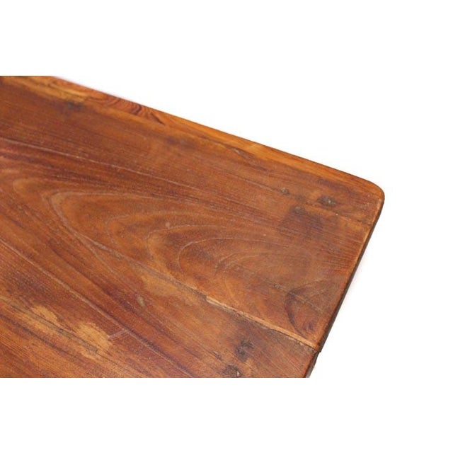 Brown Teak Wood Bench For Sale - Image 8 of 12