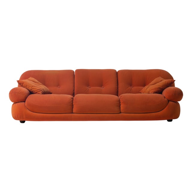 Vintage Sapporo Three-Seater Sofa in Suede by Mobil Girgi, 1970s For Sale